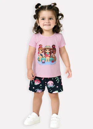 Kyly - Conjunto Infantil Menina Estampa Rosa - KYLY