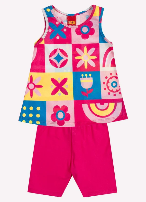 Kyly - Conjunto Infantil Menina Estampa Rosa