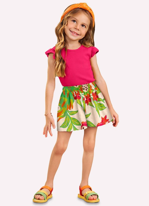 Nanai - Conjunto Infantil Menina Estampa Rosa