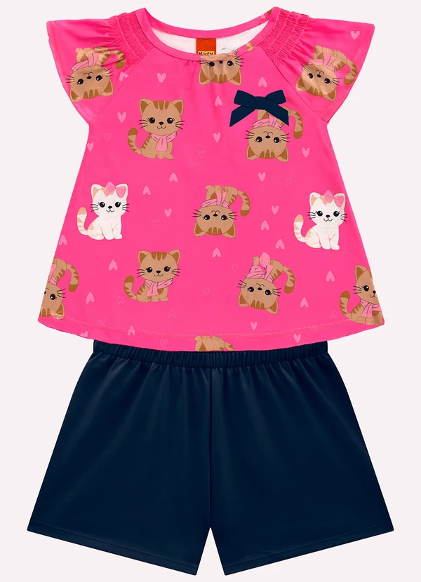 Kyly - Conjunto Infantil Menina Estampa Rosa