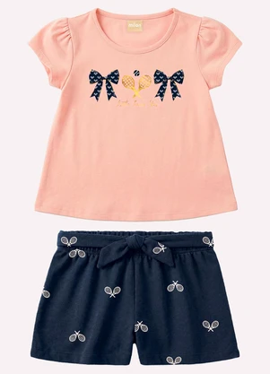 Milon - Conjunto Infantil Menina Estampa Rosa - MILON