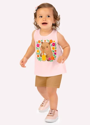 Kyly - Conjunto Infantil Menina Estampa Rosa - KYLY