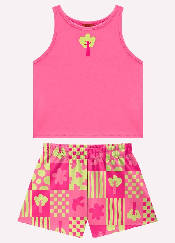 Kyly - Conjunto Infantil Menina Estampa Rosa