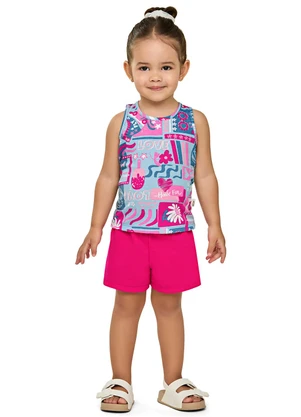 Elian - Conjunto Infantil Menina Estampa Verão Azul - ELIAN