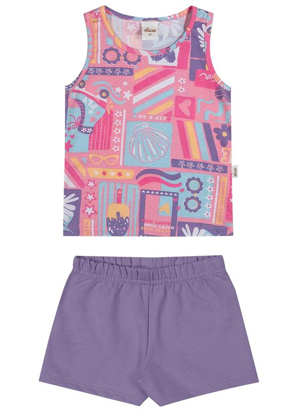 Elian - Conjunto Infantil Menina Estampa Verão Rosa