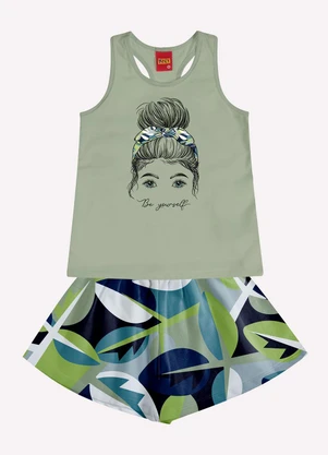 Kyly - Conjunto Infantil Menina Estampa Verde - KYLY