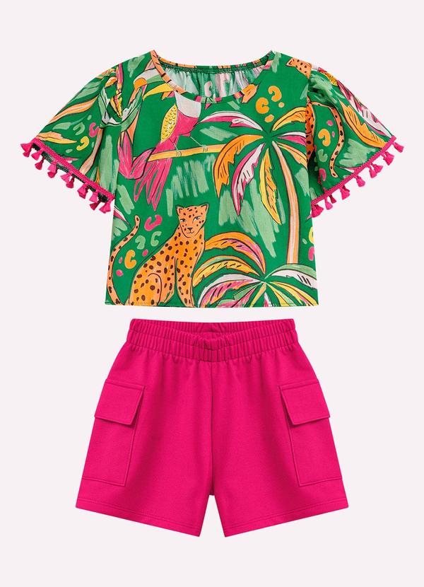 Nanai - Conjunto Infantil Menina Estampa Verde 1