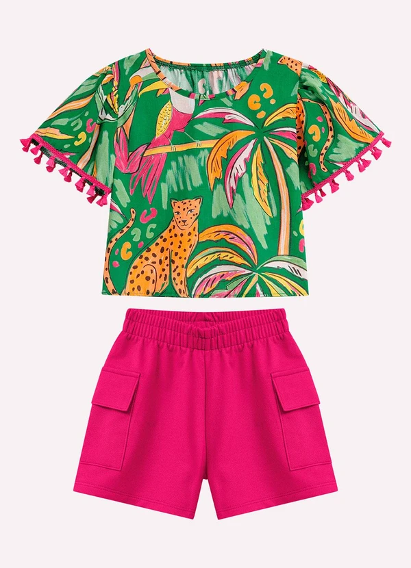 Nanai - Conjunto Infantil Menina Estampa Verde 1