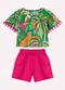 Nanai - Conjunto Infantil Menina Estampa Branco - variação: Verde
