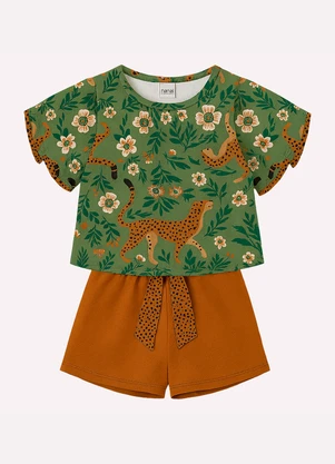 Nanai - Conjunto Infantil Menina Estampa Verde - NANAI