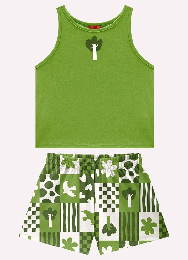 Kyly - Conjunto Infantil Menina Estampa Verde