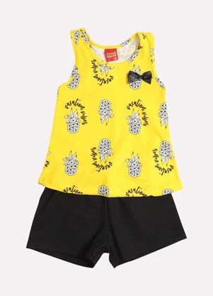 Kyly - Conjunto Infantil Menina Estampado Amarelo - KYLY