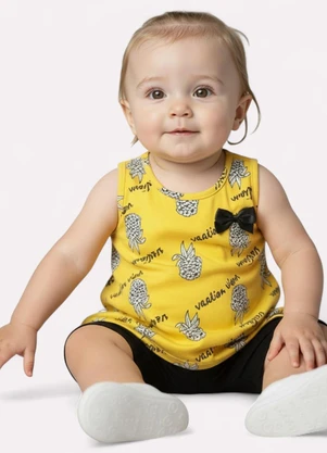 Kyly - Conjunto Infantil Menina Estampado Amarelo - KYLY