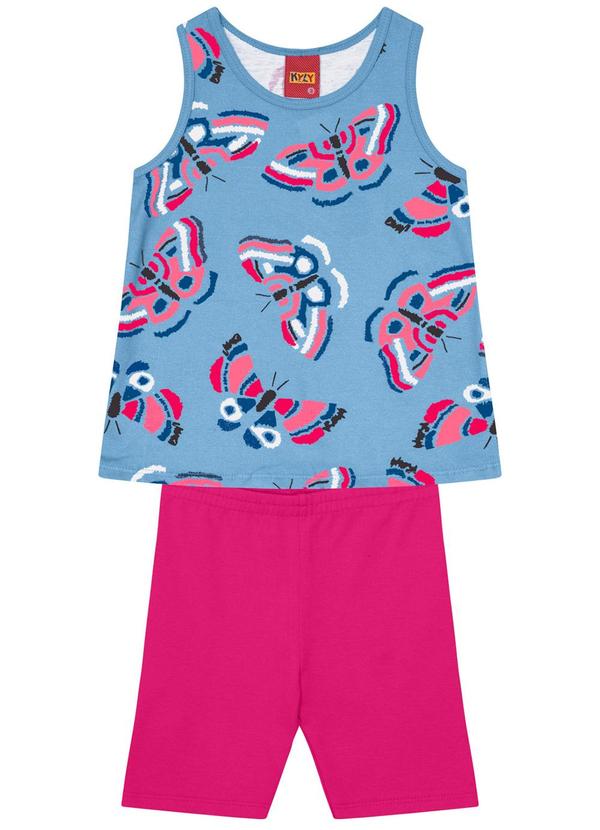 Kyly - Conjunto Infantil Menina Estampado Azul Claro