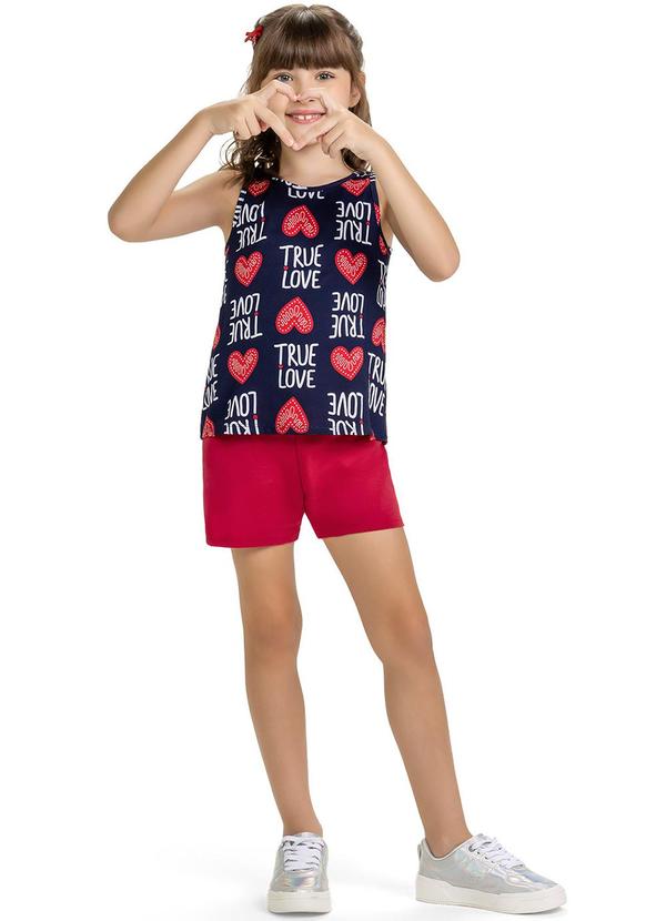 Kyly - Conjunto Infantil Menina Estampado Azul Marinho