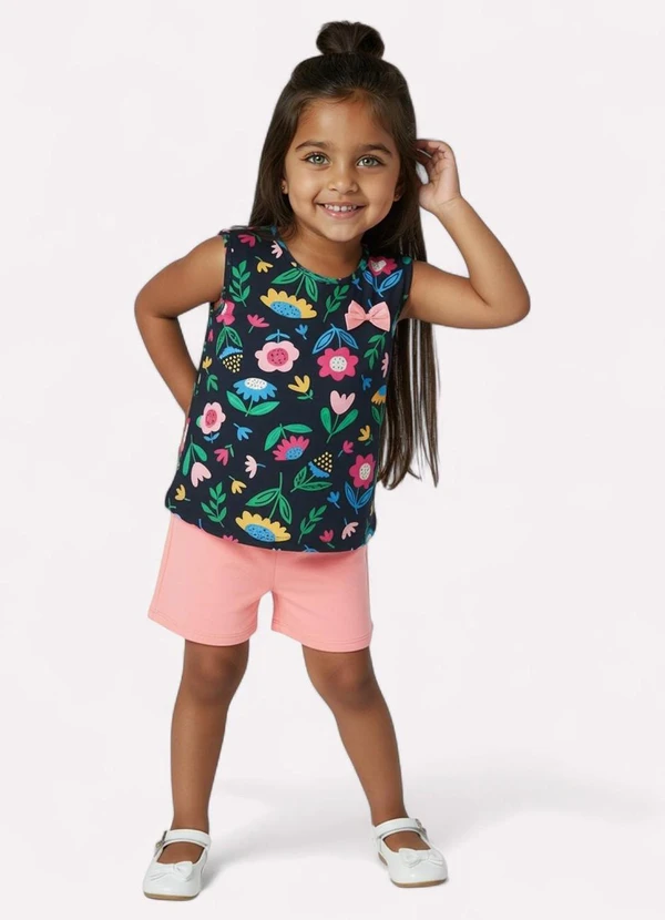Kyly - Conjunto Infantil Menina Estampado Azul Marinho