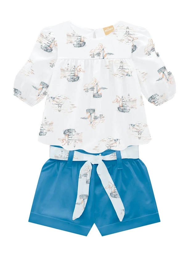 Milon - Conjunto Infantil Menina Estampado Azul 2