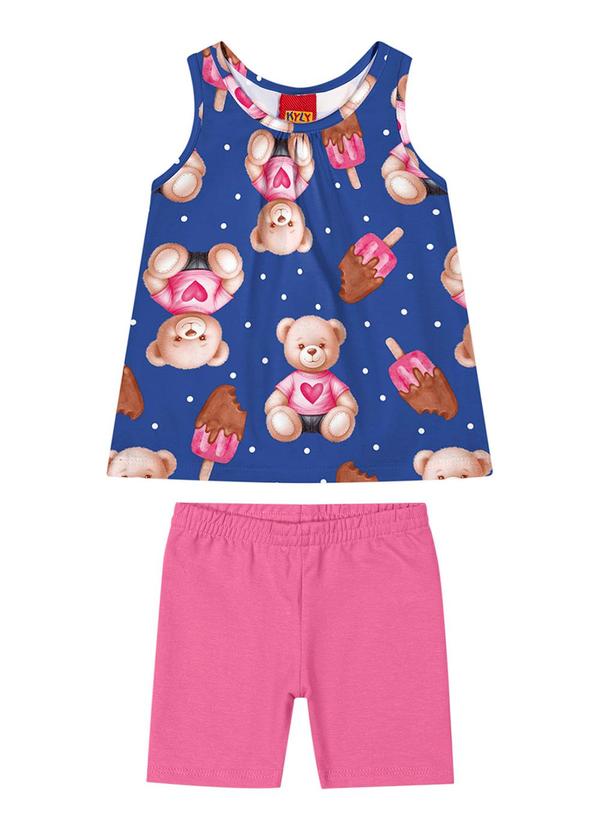 Kyly - Conjunto Infantil Menina Estampado Azul