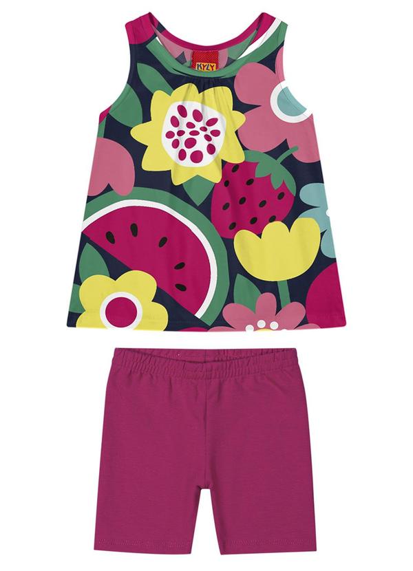 Kyly - Conjunto Infantil Menina Estampado Azul