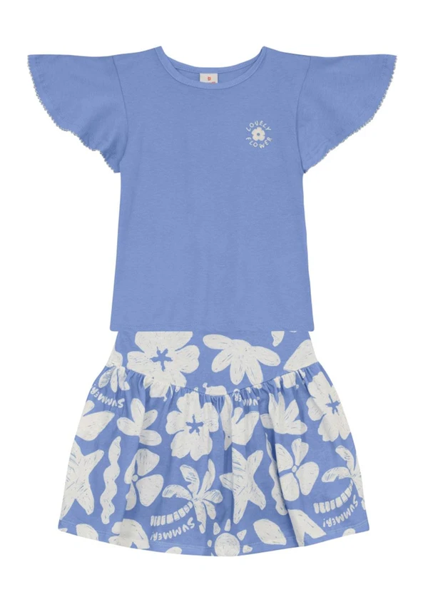 Brandili - Conjunto Infantil Menina Estampado Azul