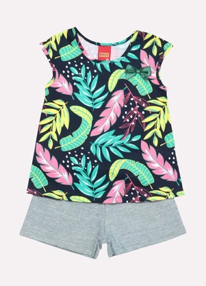 Kyly - Conjunto Infantil Menina Estampado Azul - KYLY