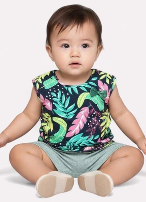 Kyly - Conjunto Infantil Menina Estampado Azul - KYLY