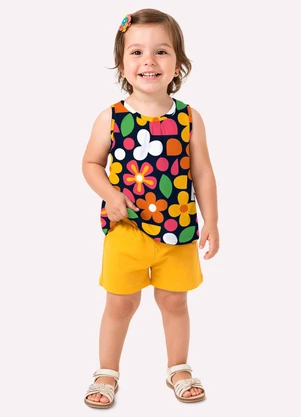 Kyly - Conjunto Infantil Menina Estampado Azul - KYLY