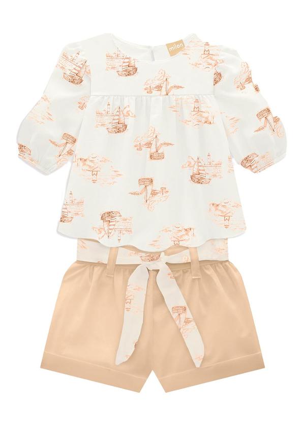 Milon - Conjunto Infantil Menina Estampado Bege
