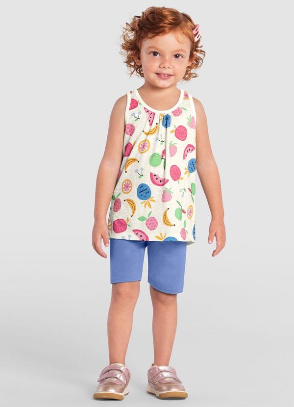 Brandili - Conjunto Infantil Menina Estampado Bege