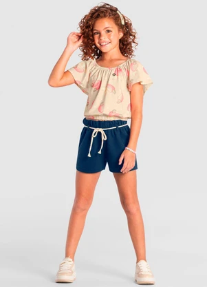 Brandili - Conjunto Infantil Menina Estampado Bege - BRANDILI