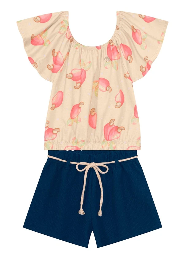 Brandili - Conjunto Infantil Menina Estampado Bege 2
