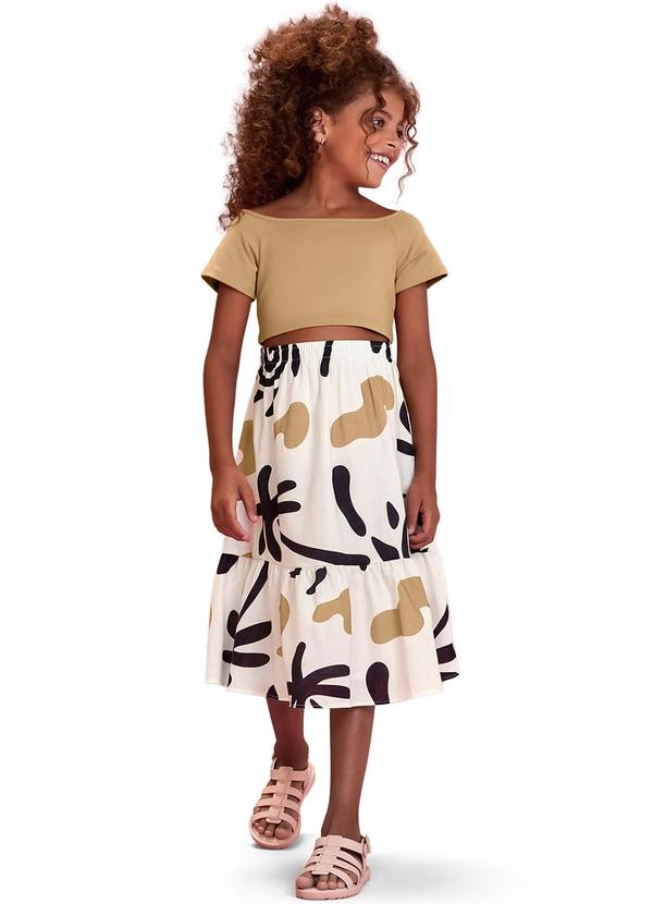 Nanai - Conjunto Infantil Menina Estampado Bege