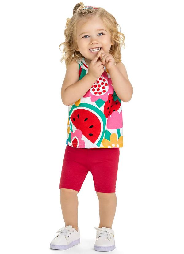 Kyly - Conjunto Infantil Menina Estampado Branco