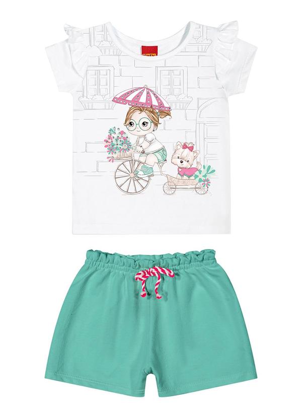 Kyly - Conjunto Infantil Menina Estampado Branco