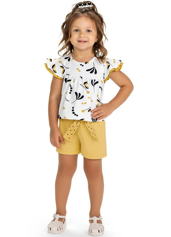 Kyly - Conjunto Infantil Menina Estampado Branco