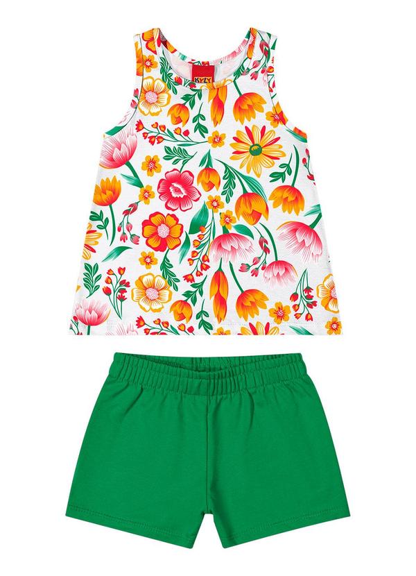 Kyly - Conjunto Infantil Menina Estampado Branco