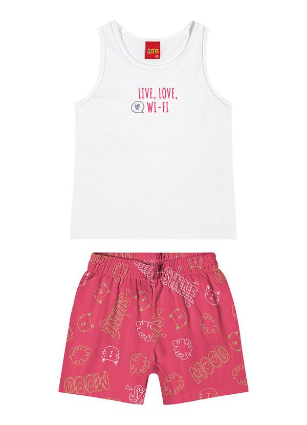 Kyly - Conjunto Infantil Menina Estampado Branco