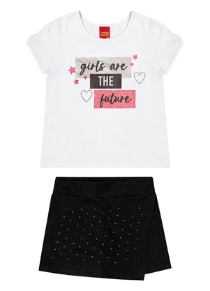 Kyly - Conjunto Infantil Menina Estampado Branco - KYLY