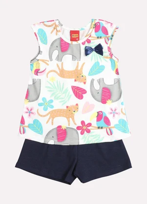 Kyly - Conjunto Infantil Menina Estampado Branco - KYLY