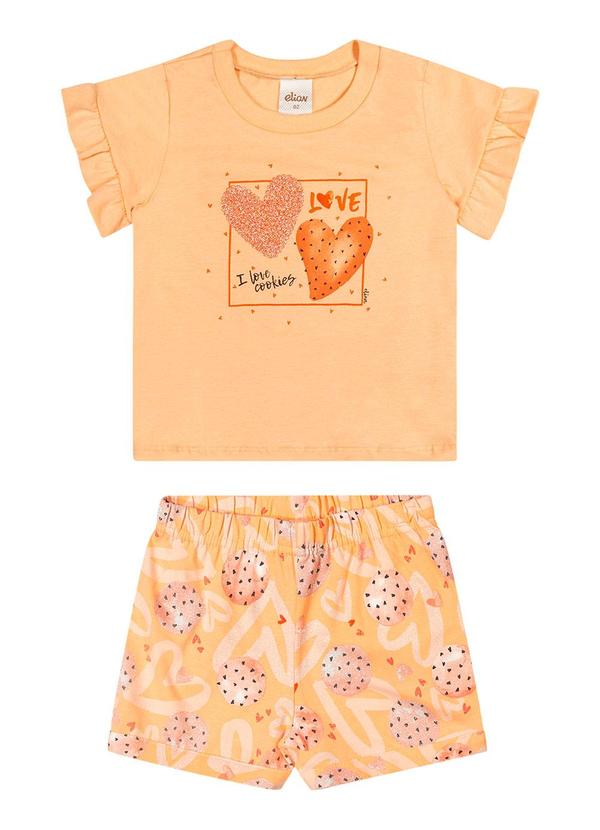 Elian - Conjunto Infantil Menina Estampado Elian Laranja