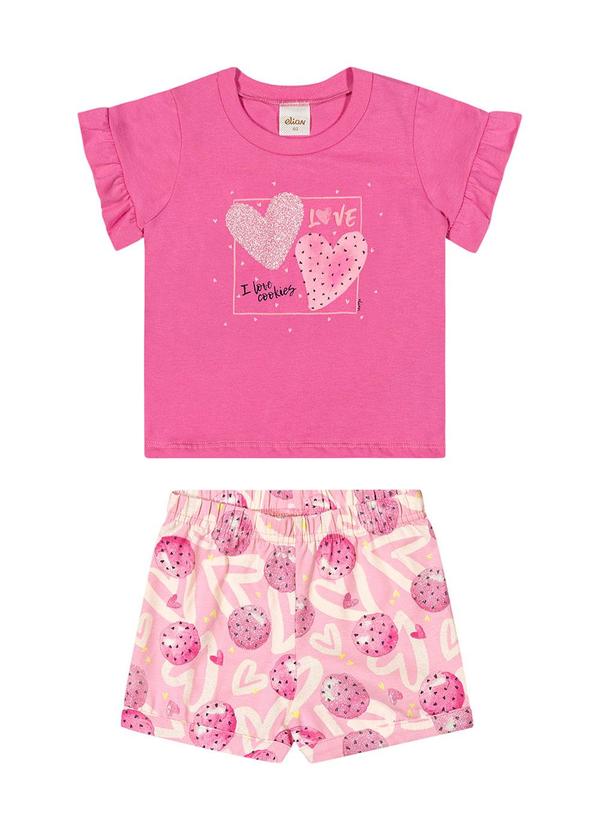Elian - Conjunto Infantil Menina Estampado Elian Rosa