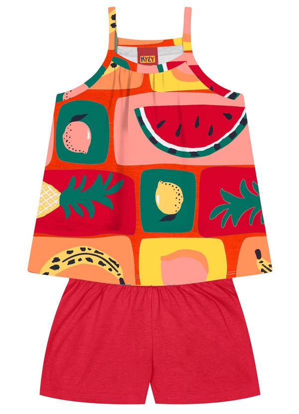 Kyly - Conjunto Infantil Menina Estampado Laranja