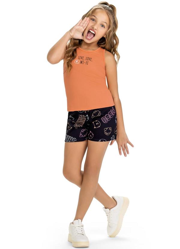 Kyly - Conjunto Infantil Menina Estampado Laranja