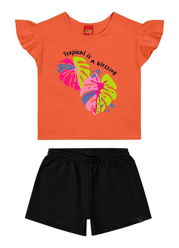 Kyly - Conjunto Infantil Menina Estampado Laranja