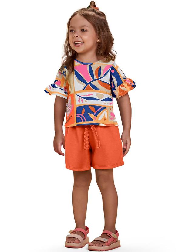 Nanai - Conjunto Infantil Menina Estampado Laranja