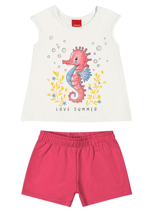 Kyly - Conjunto Infantil Menina Estampado Off White