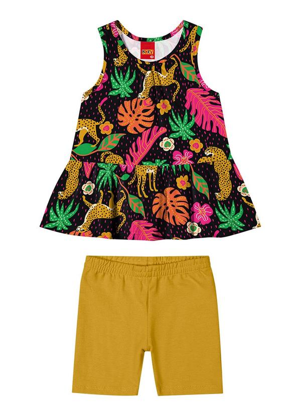 Kyly - Conjunto Infantil Menina Estampado Preto