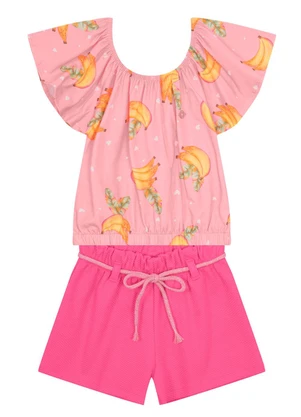 Brandili - Conjunto Infantil Menina Estampado Rosa - BRANDILI