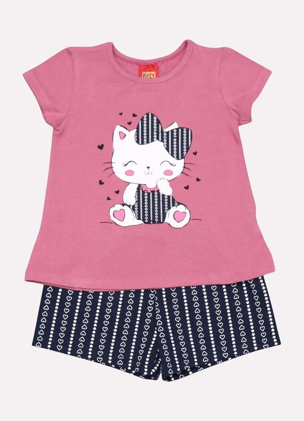 Kyly - Conjunto Infantil Menina Estampado Rosa