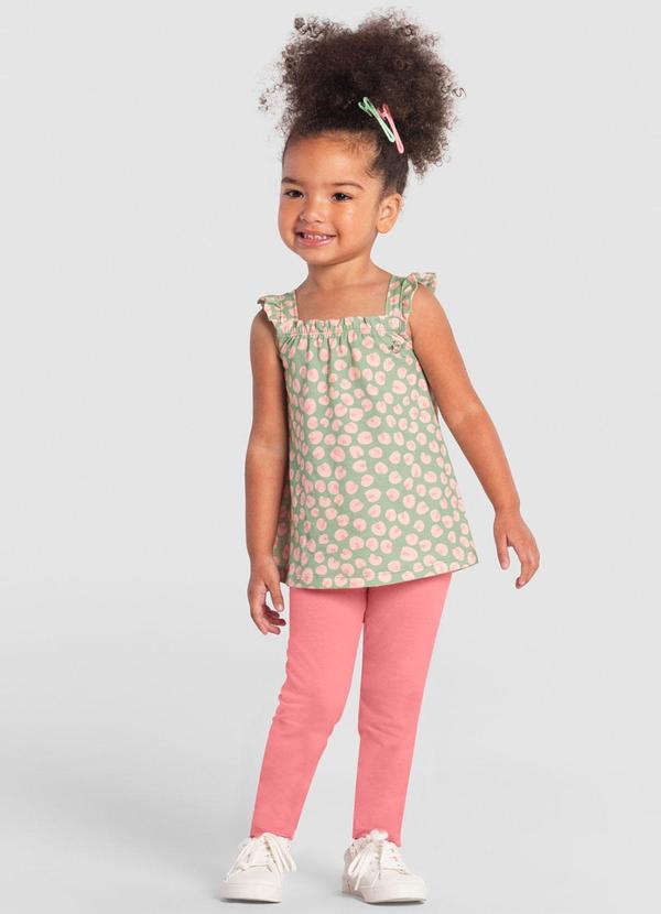 Brandili - Conjunto Infantil Menina Estampado Verde